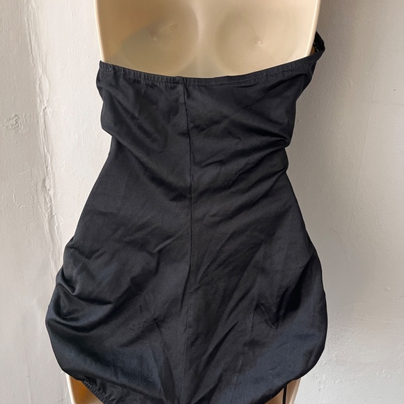 Vintage Woman's Black Bathing Suit One Piece Swimwear with Ties on Side - Large - Picture 2 of 3